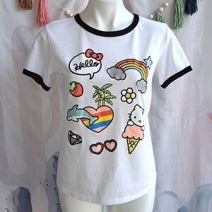 Box Lunch Sanrio Hello Kitty Summer Graphic Tee Sparkle White T Shirt large